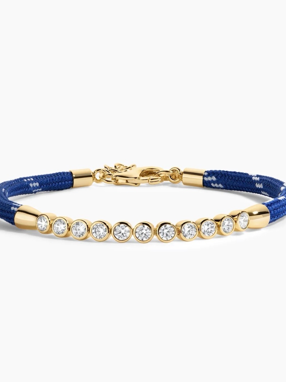 Sailor Bracelet Gold Crystal Bar Bracelet with Blue Cord